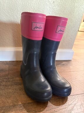 Joules Navy and Pink Youth Rain Boots